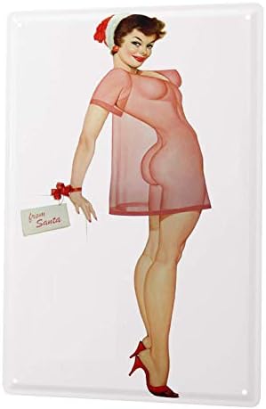 Pin-Up Sexy Girl - Cool Wall Art Bullseye Easy in Easy Out - Garage, Bar, Cafe, Home Decor Metal Tin Sign 8 x 12 Inches