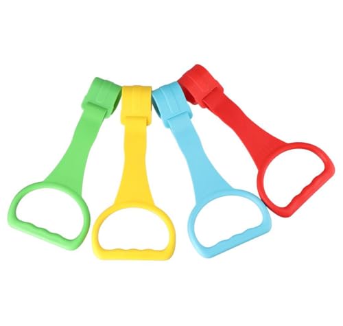 Vctitil 4 Pieces Crib Hook Baby Plastic Pull Ring Creative Teaching Stroller to Assist Standing(Red/Yellow/Blue/Green)