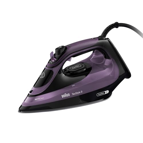 Braun TexStyle 9 SI9661VI Ferro da Stiro a Vapore con Tecnologia FreeGlide 3D, Ferro Verticale, Funzione Anti-Gocciolamento, Serbatoio da 330ml, 260 g/min, 3200W, Viola