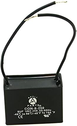 Appli Parts Fan Capacitor 8 mfd (microfarads) uf 250 VAC with 2 Wire Terminal Connections compatible with any brand with same capacitance CAP-8-250-2C / CON-8-250: Home Improvement