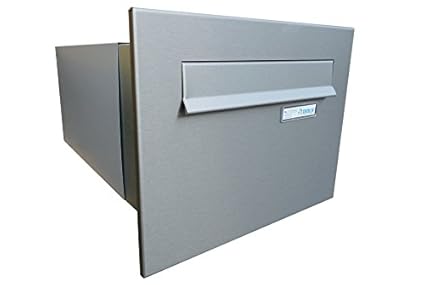 B-242 Großraum XXL Edelstahl Mauerdurchwurf Briefkastenanlage (variable Tiefe) mit Namensschild - LETTERBOX24.de