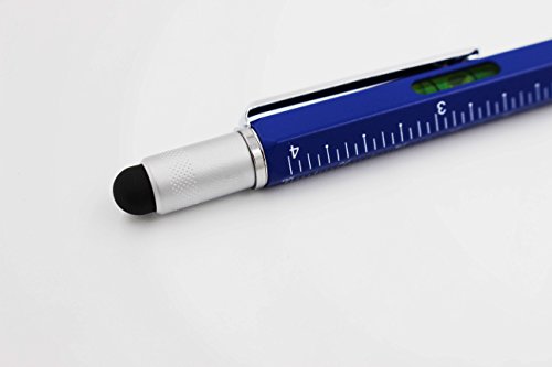 6 in 1 Multitool Pen with Gift Box - Includes 1 Ballpoint Pen, Universal Stylus Pen, Ruler,Flat and Phillips Screwdriver Bit, Level Gauge - The Perfect Multi-Function Gadget (Matte blue)