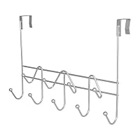 ESYLIFE Hooks Over the Door Hook Organizer Rack Hanging Towel Rack Over Door, 9 Hooks, Chrome Finish