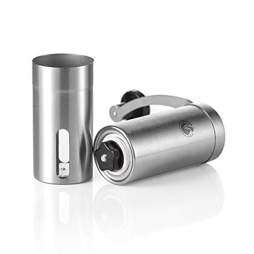 Coffee Fox® Kaffeemühle aus Edelstahl und Keramik Mahlwerk - Manuelle Handkaffeemühle für Zuhause, Reisen, Büro – Bild 4