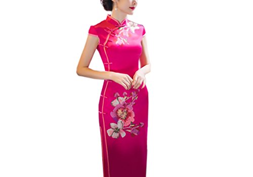 XueXian(TM) Women's Floral Printed Chinese Long Cheongsam Qipao Dress Evening Gown