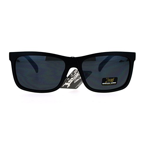 Mens Locs Sunglasses Classic Rectangular Frame Matte Black Shades UV 400