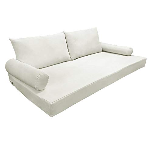 DBM IMPORTS Set 5 Pc White Twin Size Mattress Porch Patio 75"x38"x5" Swing Bed Bench Daybed Cushion Cover in/Out Door Polyester - Thumbnail 7