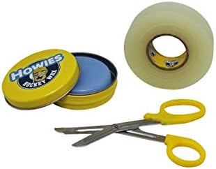 Howies Hockey Tape Bundle with Wax and Scissor for Ice Hockey Bundle Includes One Roll of Tape, One Tin of Wax, and One Scissor