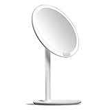 AMIRO LED Makeup Mirror with Lights, Cordless, Dimmable, 1X/5X Magnification, 6.5