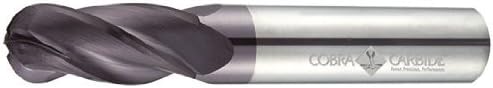 Cobra Carbide23166 Micro Grain Solid Carbide Regular Length General End Mill, TiN Coated, 4 Flute, 30 Degrees Helix, Ball Nose End, 1/2" Cutting Length, 1/8" Cutting Diameter, 1-1/2" Length (Pack of 1)
