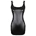 QinYing Wet Look PVC Leather Black Lace up Fancy Mini Dress, One Size