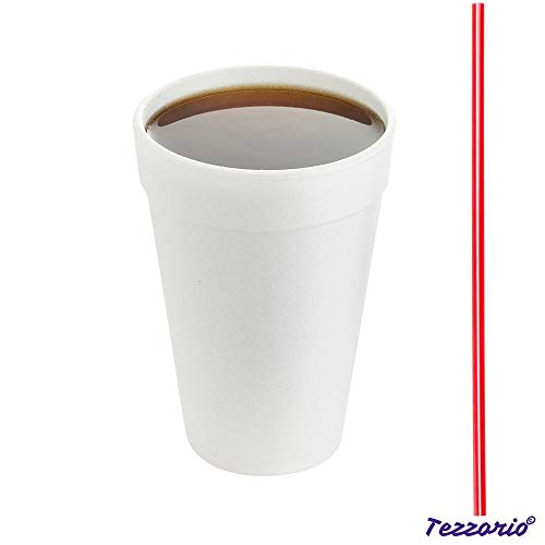 (100 Sets) 16 oz White Foam Cups with Lift'n'Lock Lids and BONUS
