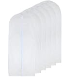 Garment Bag Clear for Long Dress 24'' x 60'' Moth Proof Garment Bags White Breathable Full Zipper Dust Cover for Clothes Storage Closet Pack Of 6
