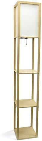Simple Designs Home LF1014-TAN Floor Lamp Organizer Storage Shelf with Linen Shade, Tan by Simple Designs Home