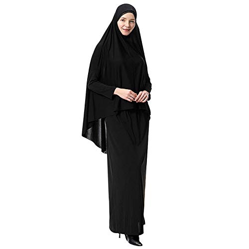 thumbnail image 2 of Plain Black 2-Piece Dubai Abaya Set – Loose Fit Prayer Dress With Free Shawl | For Hajj, Umrah, Mosque, Travel 2 of 11