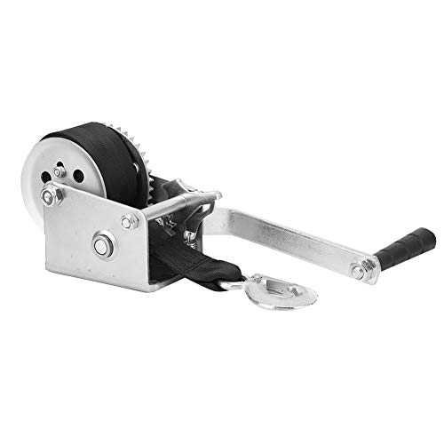 Qiilu 600lbs Heavy Duty Hand Winch Hand Crank Strap Gear Hand Winch Polyester Strap Compatible with ATV Boat Trailer - Image 2