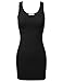 FLORIA Womens Scoop Neck Fitted Stretch Bodycon Mini Tank Sexy Dress Black S
