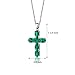 PEORA Simulated Emerald Cross Pendant Necklace for Women 925 Sterling Silver, 4.50 Carats total Oval Shape, with 18 inch Chain, Emerald Necklace, May Birthstone, w/Jewelry Box