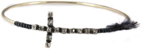 Christian Bracelets4030903 Cross Bangel Bracelet with Thread Woven Christian Fashion