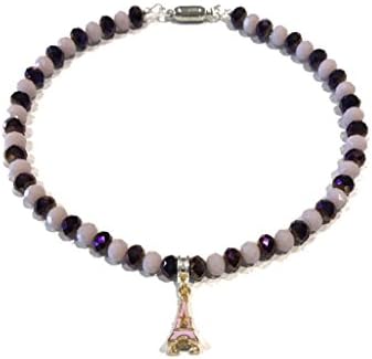 Gold Plated Eiffel Tower Magnetic Clasp Bead Necklace for Girls 4-8 years