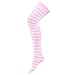 HDE Women's Plus Size Striped Stockings Thigh High Over the Knee OTK Sheer Nylons (Pink White Stripes)