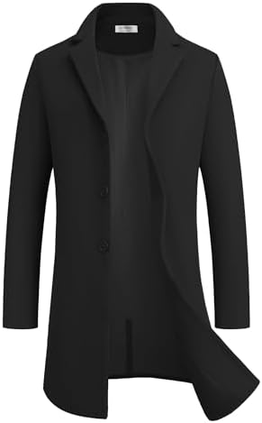 Men's Wool Coat Hoodie Long Trench Coat Cotton Casual Woollen