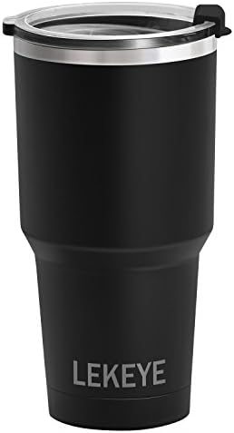 LEKEYE 30 OZ Stainless Steel Vacuum Insulated Tumbler with Anti-Split Lid | Double Wall Reinforced Travel Mug | Sweat Free Coffee Cup for Driving &amp; Traveling | Rustproof &amp; Shatterproof (Black)