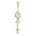 WILLTOO Crystal Ring Body Dangle Ball Barbell Bar Belly Button Navel Ring (Gold) …