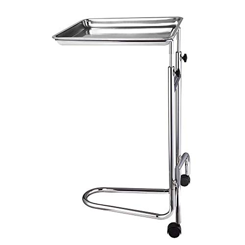 Instahibit Mobile Instrument Mayo Stand Stainless Steel Adjustable Tray Medical Doctor Tattoo Spa Salon Equipment