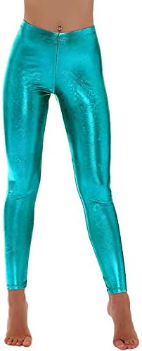 DIAMONDKIT Women Faux Leather Leggings Wet Look Metallic Waist Legging Pants Trousers