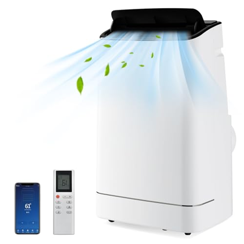 KOTEK Portable Air Conditioner with Heat, up to 800 Sq.Ft, 15000 BTU 4-in-1 AC Unit for Bedroom with Auto Swing, APP/Remote Control, Window Kit, Sleep Mode & 24H Timer for Home & Office