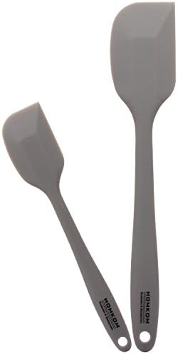 HOMKOM Silicone Spatula Scraper Set with Hygienic Solid Coating, Grey (2-Pack)
