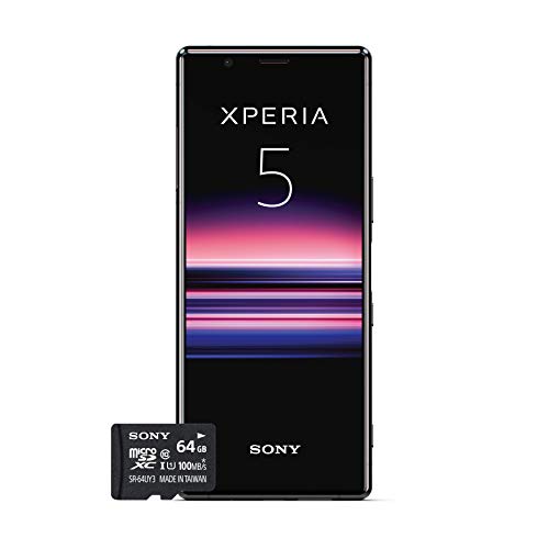 Sony Xperia 5, 6.1 ”FHD + HDR OLED 21: 9 display, 6GB RAM, 128GB di memoria, nero + scheda di memoria da 64 GB gratuita