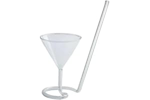 Ipetboom Spiral Martini Cocktail Glass with Straw, Decorative Long Stem Wine Glass for Parties and Wine