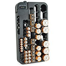 Battery Organizer Storage Rack with a Removable Battery Tester Holds 72 Batteries Various Sizes (72-holder)