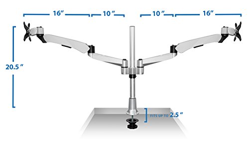 Mount-it! Height Adjustable Full Motion Two Monitor Computer Desk Mount Spring Arm Quick Release with Grommet Base (MI-45111)