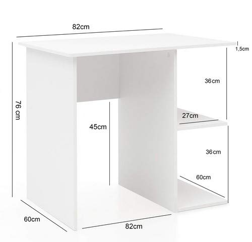 Wohnling Computertisch WL5.757 Weià Schreibtisch 82 x 60 x 76 cm, Kleiner Laptop PC Tisch Büro ohne Rollen, Bürotisch mit Ablage, Arbeitstisch Klein Nähtisch Kurz Modern – Bild 5