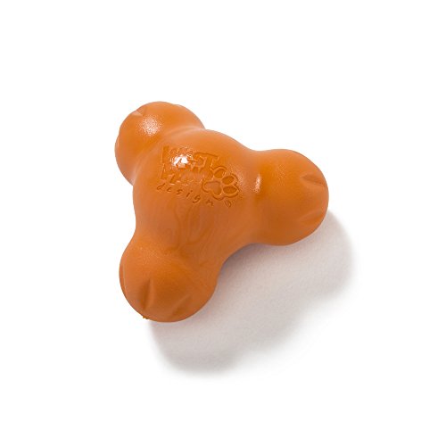 West Paw Zogoflex Tux Interactive Treat Dispensing Dog Chew Toy for Aggressive Chewers, 100% Guaranteed Tough, It Floats!, Made in USA, Small, Tangerine
