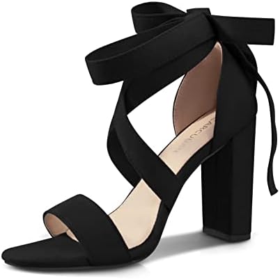 Carcuume Strappy Heels for Women Chunky Heels High Heeled Sandals