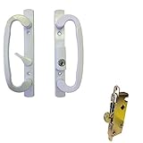 Sliding Glass Patio Door Handle Set with Mortise Lock, White, Keyed, 3-15/16 Screw Holes by TechnologyLK