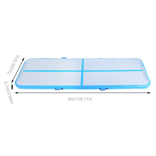 Simoner 10ft Inflatable Air Track, 3Mx1M Tumbling Mat, Gymnastic Yoga Airtrack, Trampoline Floor Mat for Indoor Home Gym/Outdoor Training (Blue) - Thumbnail 7