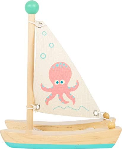 Small Foot 11656 Wooden Octopus Catamaran, Swimming Toy for The Water for Children Aged 24+ Months Bath, Blue