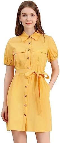 mustard yellow button up dress Hazelshine Mustard Cotton Shirt Dress Ruffleberry