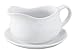 HIC Kitchen Hotel Gravy Boat with Saucer, Fine Porcelain, 24-Ounce