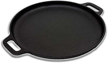 Premium Quality Cast Iron Pizza Pan - Pre-Seasoned Round Oven Griddle/Grill - 12'' Diameter - Suitable for All Kinds of Ovens - Heats & Bakes Evenly