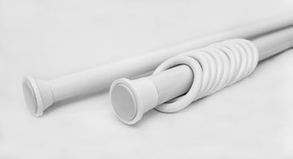 White Extendable Spring Loaded Shower Curtain Rod Rail Size From