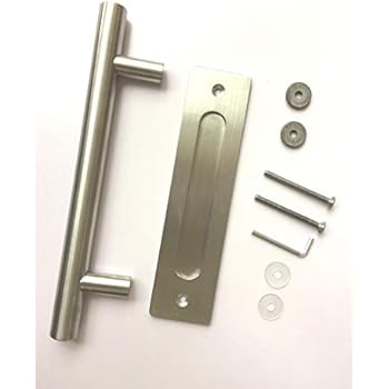 TOGU TG-608 300mm/12inches Solid Standoffs Round Bar 1.2mm Wall Thickness Stainless Steel 304 Pull and Flush Barn Door Handle/Barn Door Pull, Full Brushed Stainless Steel Finish