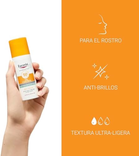 Sun Gel Crema Oil Control Dry Touch FPS 50+ (50 ml), protección solar facial 50+ con filtros UVA/UVB, crema solar para piel grasa y propensa al acné, crema de sol con textura ultraligera