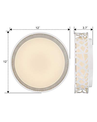 Flush Mount Light Fixture, VICNIE 12 inch 15W 1100 Lumens LED Ceiling Lights, Dimmable 3000K Warm White, ETL Listed for Kitchen, Hallway, Bedroom, Stairways (Metal Body and Acrylic Shade)