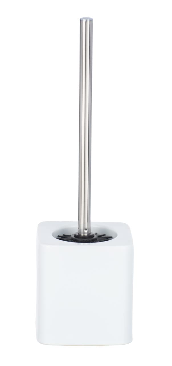 WENKO Hexa Toilet Brush Holder White, Ceramic, 39.5 x 12 x 12 cm